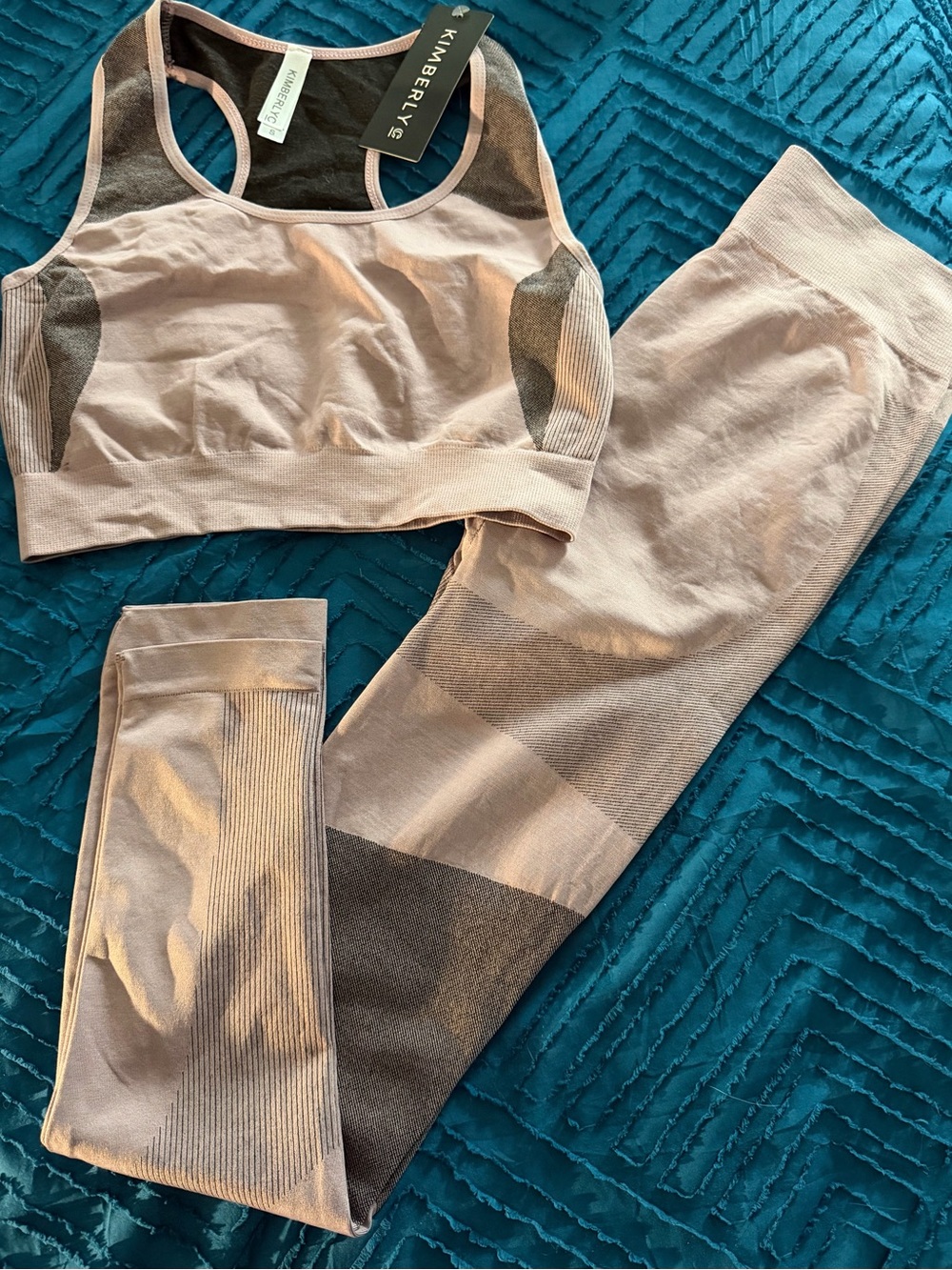 Seamless Active Set - Blush Pink Sports Bra & Leggings by Kimberly